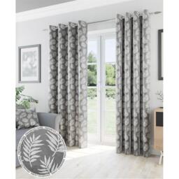 Enhanced Living Oakland Grey Leaf Pattern Thermal Room Darkening - thumbnail 1