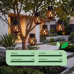 Streetwize Set of 6 Solar Hanging Dancing Flame Lantern Light - thumbnail 5
