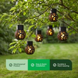 Streetwize Set of 6 Solar Hanging Dancing Flame Lantern Light - thumbnail 7