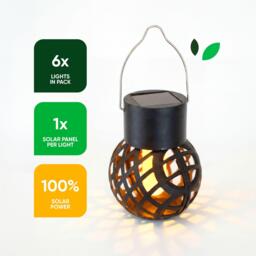 Streetwize Set of 6 Solar Hanging Dancing Flame Lantern Light - thumbnail 3