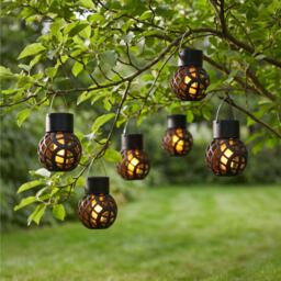 Streetwize Set of 6 Solar Hanging Dancing Flame Lantern Light