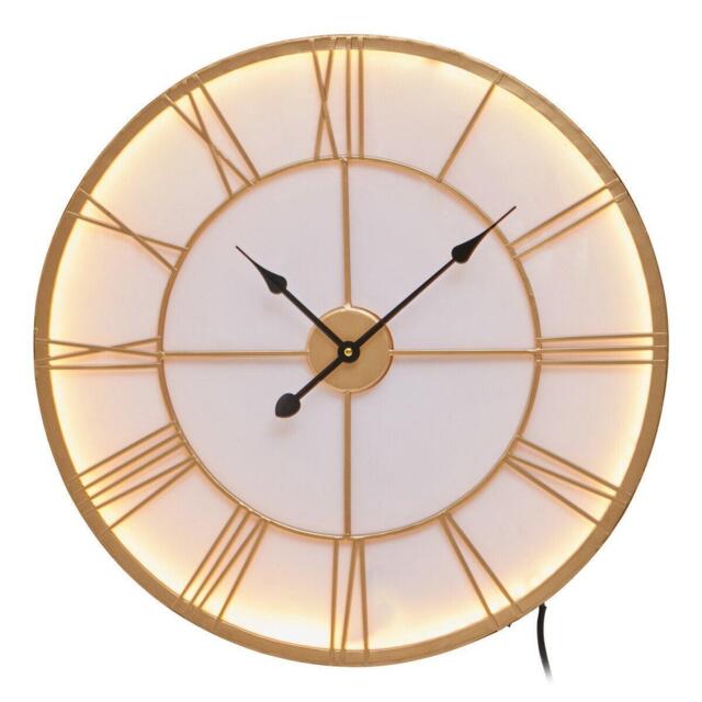 Interiors by Premier Genova 60cm Dia Small Gold and White LED Wall Cloc - image 1