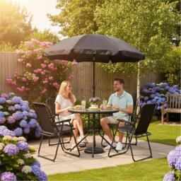 Linea 5-Piece Glass Top Folding Garden Dining Set - thumbnail 2