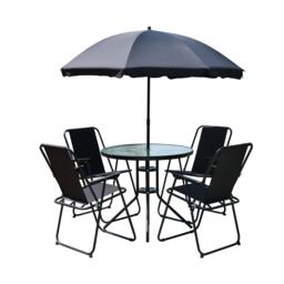 Linea 5-Piece Glass Top Folding Garden Dining Set - thumbnail 3
