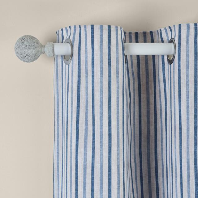 Catherine Lansfield Logan Stripe Lined Eyelet Curtains Blue