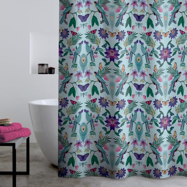 Catherine Lansfield Mya Tropical Bird Shower Curtain - image 1