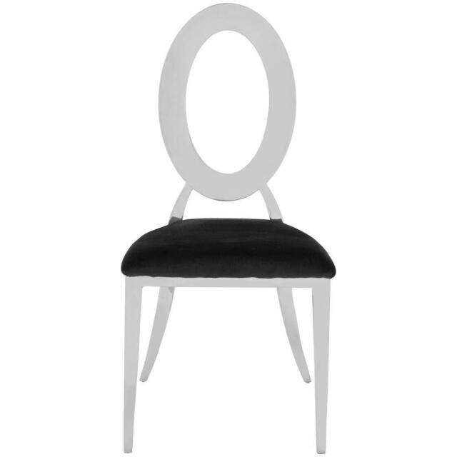 Interiors by Premier Yasmin Oval Back Black Velvet Dining Chair - image 1