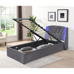 Comfy Living Diamond Tufted Gas Lift LED Bed with Mattress - thumbnail 1