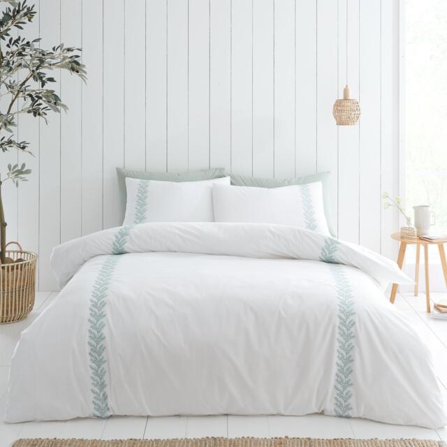 Bianca Embroidery Leaf 180 TC Cotton Duvet Cover Set