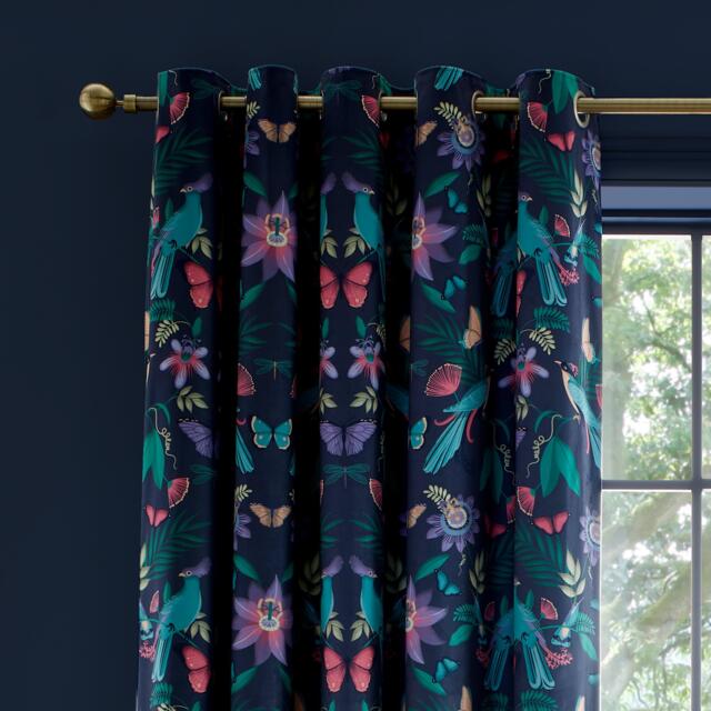 Catherine Lansfield Mya Tropical Birds Eyelet Curtains Two Panels - image 1