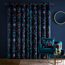 Catherine Lansfield Mya Tropical Birds Eyelet Curtains Two Panels - thumbnail 3