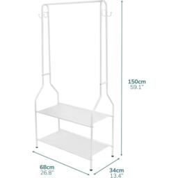 House of Home Clothes Rail With Two Shelves in White Powder Coat - thumbnail 2