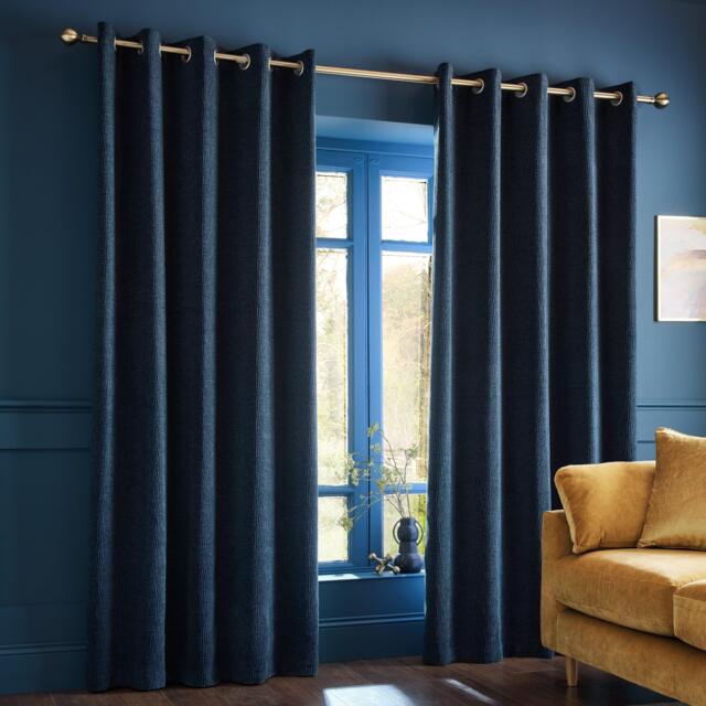 Catherine Lansfield Crinkle Chenille Lined Eyelet Curtains - image 1