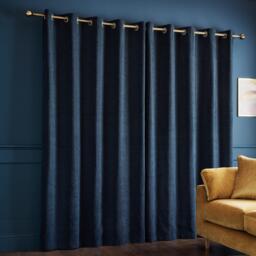 Catherine Lansfield Crinkle Chenille Lined Eyelet Curtains - thumbnail 2