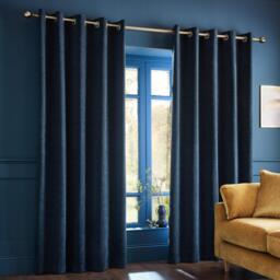 Catherine Lansfield Crinkle Chenille Lined Eyelet Curtains