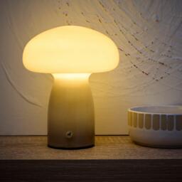 K Living Cory Mocha Glass Mushroom Shape Recharge LED Lamp - thumbnail 2