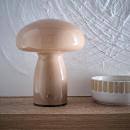 K Living Cory Mocha Glass Mushroom Shape Recharge LED Lamp