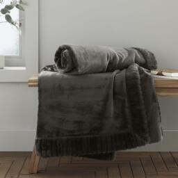 Catherine Lansfield Velvet And Faux Fur Soft Touch Blanket Throw