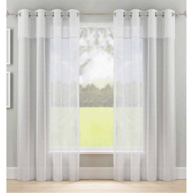 Enhanced Living Andorra Textured Eyelet Header Voile Panels - Pair - image 1