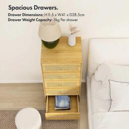 VonHaus Sienna Rattan Tall Chest of Drawers - thumbnail 3