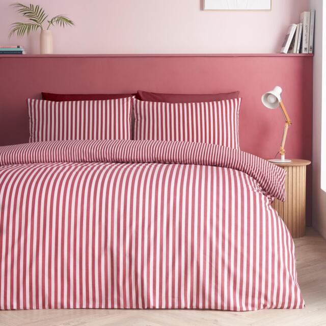 Catherine Lansfield Epping Textured Stripe Reversible Duvet Cover Set - image 1