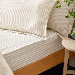 Yard Hebden Melange Stripe Cotton Fitted Sheet