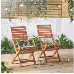 VonHaus Cannes 2 Pack Wooden Folding Chairs - thumbnail 2