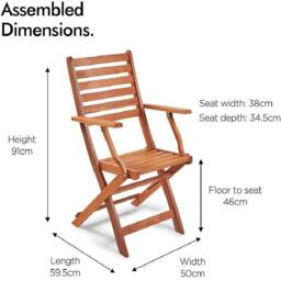 VonHaus Cannes 2 Pack Wooden Folding Chairs - thumbnail 3