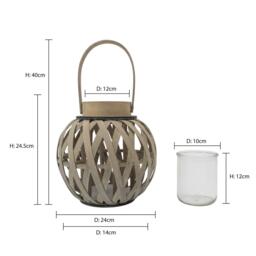 JVL Luna Natural Round Wood Lantern With Handle - - thumbnail 8