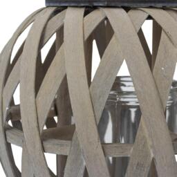 JVL Luna Natural Round Wood Lantern With Handle - - thumbnail 2