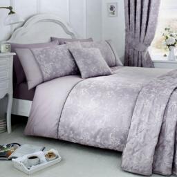 Dreams and Drapes Jasmine Damask Bedspread in Lavender - thumbnail 2