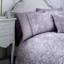 Dreams and Drapes Jasmine Damask Bedspread in Lavender - thumbnail 3