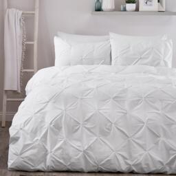 Serene Home Lara Pleated Ruched Duvet Cover Set in White - thumbnail 1