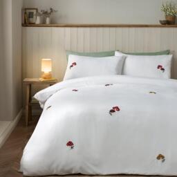 Catherine Lansfield Woodland Crochet Embroidered Duvet Cover Set