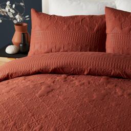 Serene Home Avery Stripe Duvet Cover Set in Terracotta - thumbnail 2