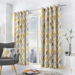 Fusion Lennox 100% Cotton Pair of Eyelet Curtains - thumbnail 1