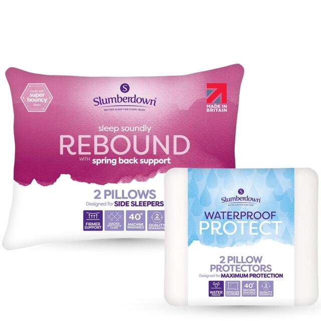 Slumberdown Rebound Pillows & Waterproof 2 Pack Protector - image 1