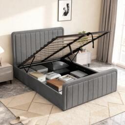 Comfy Living Brushed Velvet Gas Lift Bed with Mattress - thumbnail 9