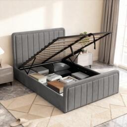 Comfy Living Brushed Velvet Gas Lift Bed with Mattress - thumbnail 6