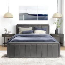 Comfy Living Brushed Velvet Gas Lift Bed with Mattress - thumbnail 5