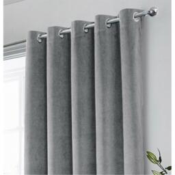 Enhanced Living Hampton Grey Velvet Blackout Thermal Ring Curtain - thumbnail 2