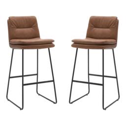 Kabinet UK 2Pcs Modern Faux Leather Breakfast Bar Stool - thumbnail 1