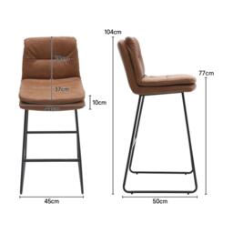 Kabinet UK 2Pcs Modern Faux Leather Breakfast Bar Stool - thumbnail 8