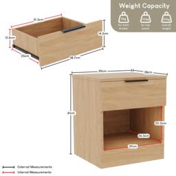 Lassic Trega 1 Drawer Bedside Chest - thumbnail 2