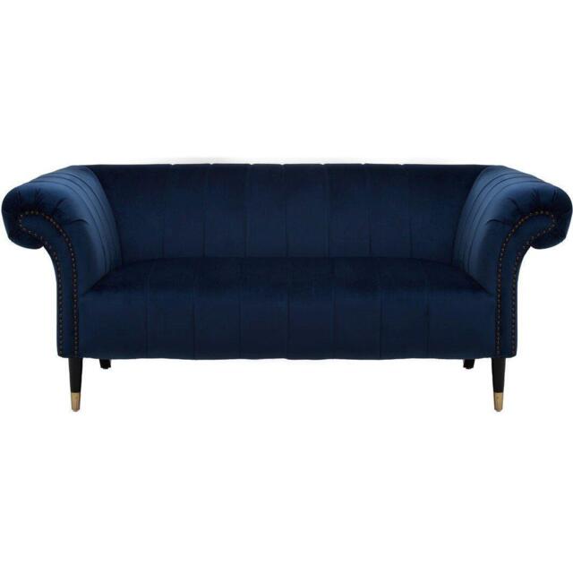 Fifty Five South Siena Two Seat Midnight Blue Velvet Sofa
