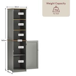 Lassic Bath Vida Priano 1 Door 2 Shelf Tall Cabinet - thumbnail 2