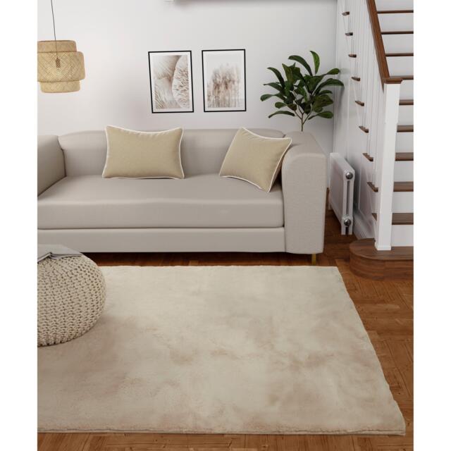 HMC Home LUXE FAUX FUR RUG PLAIN NATURAL - image 1