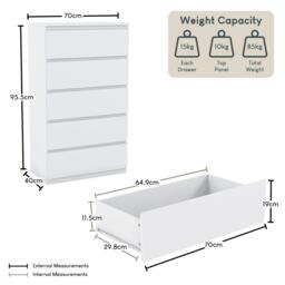 Lassic Vida Designs Denver 5 Drawer Chest - thumbnail 2