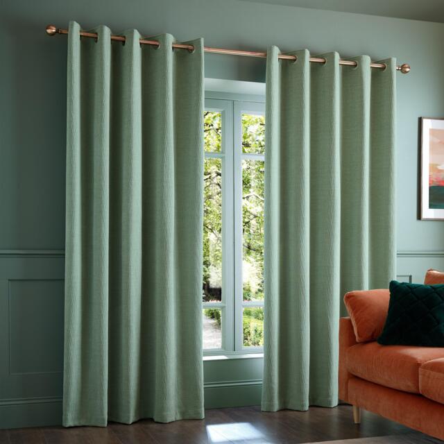 Catherine Lansfield Crinkle Chenille Lined Eyelet Curtains - image 1