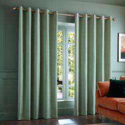 Catherine Lansfield Crinkle Chenille Lined Eyelet Curtains - thumbnail 1